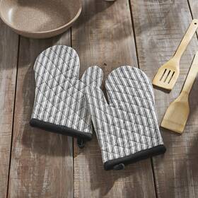 84804 Vhc Brands Sawyer Mill Black Ticking Stripe Oven Mitt Set Of 2