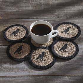85535 Vhc Brands Raven Harvest Stencil Braided Cotton Coaster Set Of 6