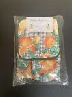 Qa1018191 Vintage Style Kitchen Inspiration Citrus Apron Potholder Oven Mitt Set Of 3 Nwt
