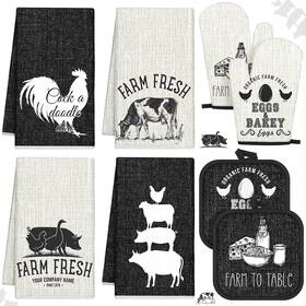 Lua-vitalcozy-3374 Vitalcozy 8 Pcs Farm Animal Theme Kitchen Towels Pot Holders And Oven Mitt Set 4 Farmhouse
