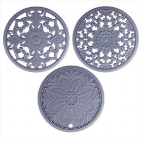 22350a Viwehots Silicone Trivets - Mats For Hot Pots And Pans Round Pads Multi-use Carved