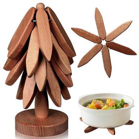 Vrtywur 763271801768 Wooden Trivets For Hot Dishes Tree Shape Trivet Set -