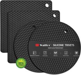 Walfos 313084668623 Silicone Trivet Mats - 4 Heat Resistant Pot Holders Multipurpose Non-sli