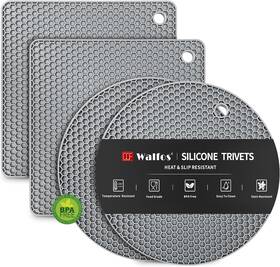 Walfos 445037179139 Silicone Trivet Mats - 4 Heat Resistant Pot Holders Multipurpose Non-sli