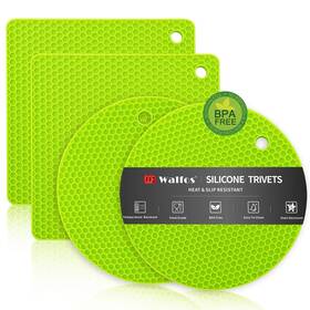 Lynn-tm-2812 Walfos Silicone Trivet Mats - 4 Heat Resistant Pot Holders Multipurpose Non-