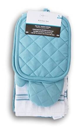 Ms16-051-098-03 Walmart Topaz Kitchen Towel Set 5 Piece - Pot Holders Oven Mitt And Terry