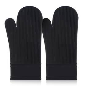 Wanbaker 767461042702 Silicone Oven Mitt Set 7 Inch X14 Extra Long Mitts Heat Resistant Non-slip