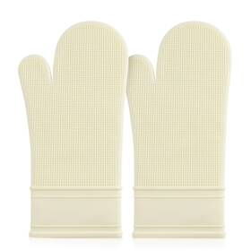Wanbaker 767461042719 Silicone Oven Mitt Set 7 Inch X14 Extra Long Mitts Heat Resistant Non-slip