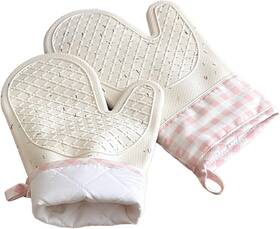 Zr0806-grst Wanheart Silicone Confetti Oven Mitts Pair Cute Bpa-free Creamy White And Pink