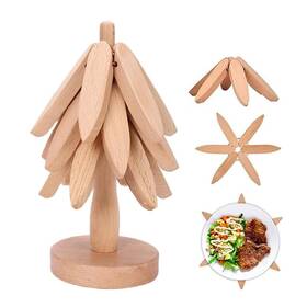 Ghus-grd-121-bin Waurcsy Wooden Trivets For Hot Dishes - Foldable Tree-shaped Trivet Set Pots