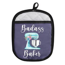 Wcgxko 792323679505 Funny Baker Gift Badass Oven Pads Pot Holder With Pocket For Bake Lover