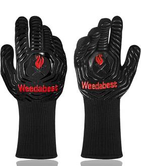 Weedabest 313053189197 Hot Bbq Gloves Heat Resistant Kitchen Oven Mitts Professional