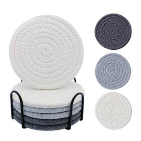 Weyvaj 707454779475 6 Pcs Coaster For Wooden Table 4.5 Inch Coasters Drinkers Absorbent With Holder