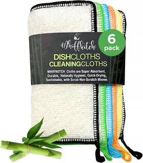 Whiff Botanicals/whiffkitch 195893368334 6 Pack Kitchen Dishcloths 6x7 Inch Durable Absorbent Non-scratch Towels