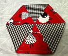 Item6147 White Red Potholder Sheep Cotton Black Gingham Knitting