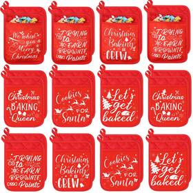 Jizh-willbond-3156 Willbond 24 Piece Christmas Pot Holders With Pockets - Red Funny Heat Resistant Oven M