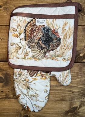 3154425 Williams-sonoma Plymouth Turkey Over Mitt And Potholder Set New