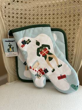3996278 Williams-sonoma Elf Oven Mitt And Potholder Set Nwt Ob