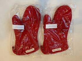 4102539 Williams-sonoma Set Of 2 Oven Mitts Claret
