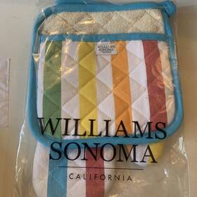 7304154 Williams-sonoma Rainbow Quilted 100% Cotton Oven Mitt And Potholder Quality Pride