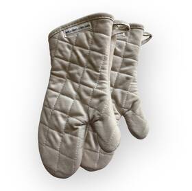89738 Williams-sonoma Rn#89738 2 Oven Mitts 13 Inch Solid Khaki Twill Exterior Terry Lining With Loop