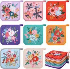 Willinglong 313038594589 16 Pcs Floral Pot Holder For Kitchen Cute Heat Resistant Hot Pads Sq