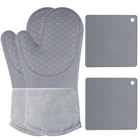Win Change 614324249931 Oven Mitts And Potholders Bbq Gloves-oven Pot Holders With Recycled