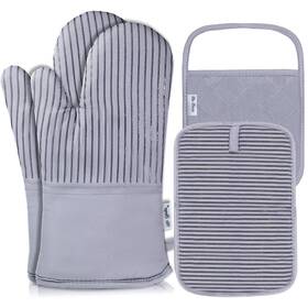 Win Change 614324250043 Oven Mitts And Pot Holders Sets With Silicone Heat Resistant Soft Cotton