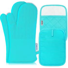 Win Change 614324250074 Oven Mitts And Pot Holders Sets With Silicone Heat Resistant