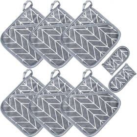 Pads-6 Win Change 614324252399 Heat Resistant Potholders Hot Kitchen Pot Holders Set With 2 Pan H