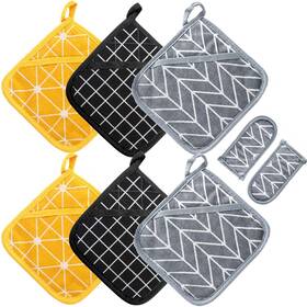 Pads6 Win Change 614324252429 Heat Resistant Potholders Hot Kitchen Pot Holders Set With 2 Pan Handl
