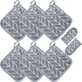 Pads-6 Win Change 744110437829 Heat Resistant Potholders Hot Kitchen Pot Holders Set With 2 Pan Hand