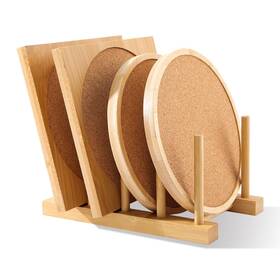 W9-7se9-ts9o Wlwnwft Bamboo Cork Trivet For Hot Pots And Pans With Storage Rack Natural