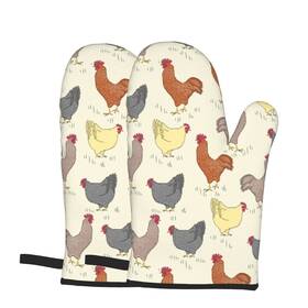 Woaidy 542619145466 Oven Mitts Farm Rooster Pattern Set Of 2 Kitchen Gloves Heat Resistant For