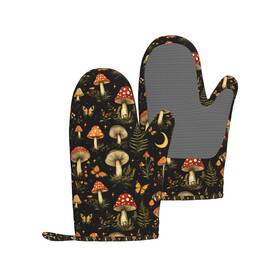 D6grp-717061348 Woaidy Forest Mushroom Silicone Oven Mitts Set Of 2 One Size Mushrooms Butterflies