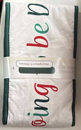 234-10-0472 Women Owned Double Oven Mitt Cotton White Green Red 7x36in