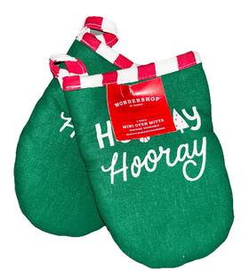 Wondershop 196761755324 2 Pack Green Christmas Oven Mitts Set Mini Inch Holiday Hurray