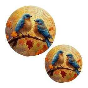 B01b22034 Woor Blue Bird Autumn Fall Maple Leaves Trivets For Hot Dishes 2 Multi01