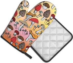 Worldges 313054176158 Mushroom Oven Mitts And Pot Holders Sets Resistant Hot Pads Potholders Non-slip