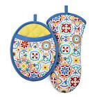 St004115tdfi Worn Tiles Oven Mitt And Pot Holder Set Orange