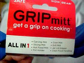 Wow Gear 857689007987 Blue Grip Mitt Silicone Cooking Oven Mitts Finger Protector Pot Holders New Fs