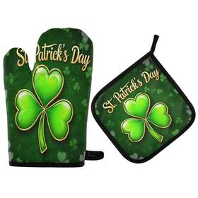 Wusikd 887086250167 St. Patricks Day Green Shamorck Oven Mitts And Pot Holders Sets Heat Resistan Wusikd 887086250167 St. Patricks Day Green Shamorck Oven Mitts And Pot Holders Sets Heat Resistan