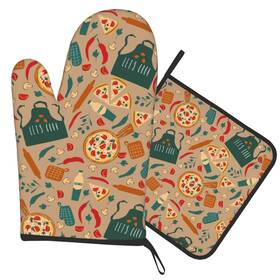 547402563 Xbfcdn Owgdwdvsj Funny Pizza Chilli Oven Mitt And Pot Holder Set Glove For One Size 6