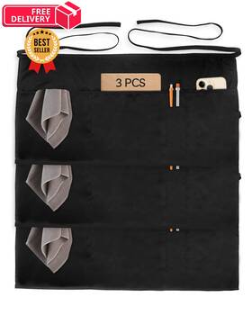 C23rbk Xeoxarel 3 Pack Server Aprons With 4 Standard Waist Apron- Black