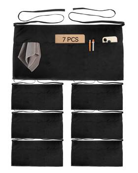C27rbk Xeoxarel 7 Pack Server Aprons With 4 Standard Waist Apron- Black