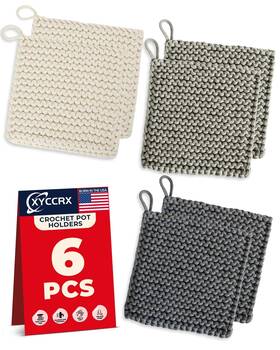 Rvt9556 Xyccrx Crocheted Pot Holders 7.5 Inch For Kitchen All-purpose Hea