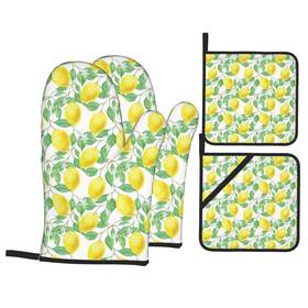 Ydtbruf 142168543516 Lemon Oven Mitts And Pot Holders Sets Of 4 Yellow Citrus Fruit Lemons Mi
