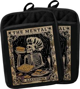 Yeihe 445047447488 Gothic Skeleton Pot Holders With Pockets Funny Baking Gifts Heat Re