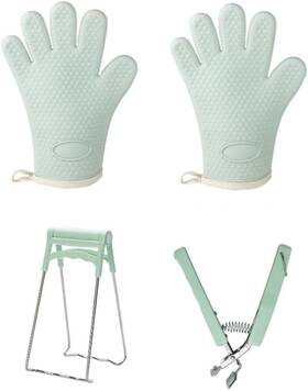 Amzusa0001 Yicuci Silicone Oven Mitts Pair Hot Plate Gripper Set Gloves Heat Green