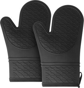 Yjxh 445039019099 Vaincre Oven Mitts Heat Resistant - 2pcs Black Silicone Non-slip Gri